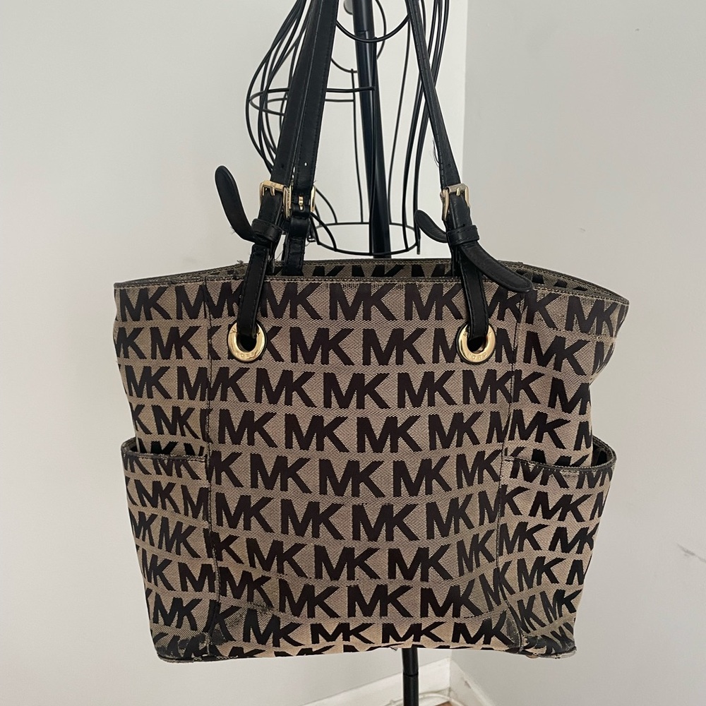 Michael Kors Black and Brown Logo Tote
